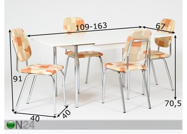 Söögitoakomplekt mõõdud