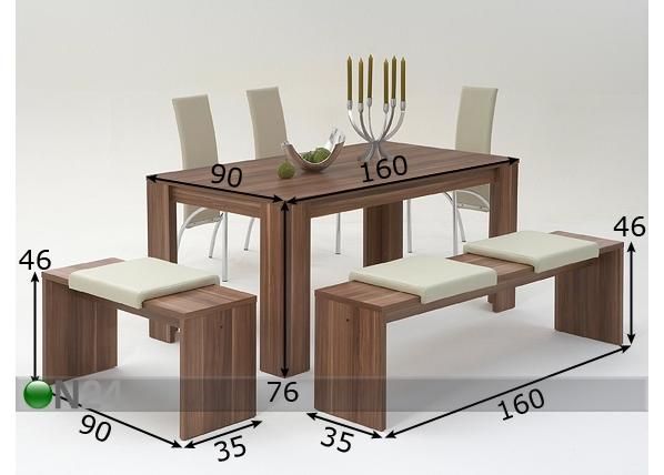 Söögitoakomplekt mõõdud