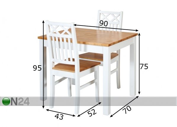 Söögitoakomplekt mõõdud