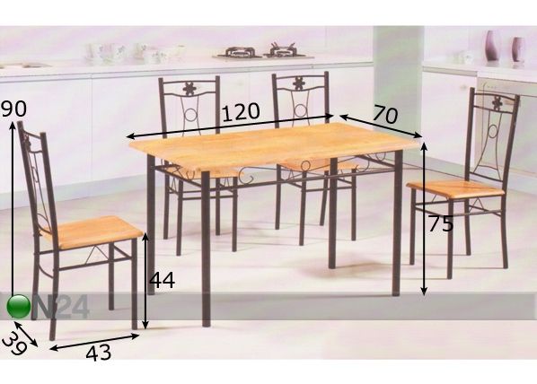 Söögitoakomplekt D505 mõõdud