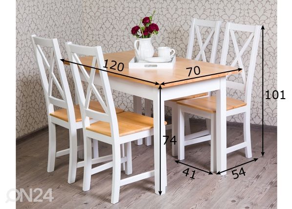 Söögitoakomplekt Kaisa mõõdud