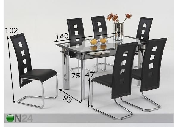 Söögitoakomplekt Peggi mõõdud