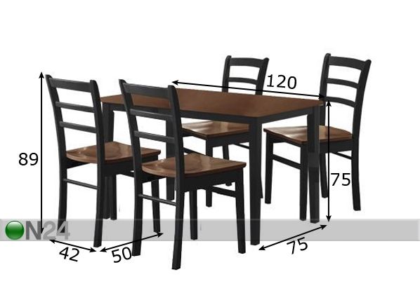 Söögitoakomplekt Piamonte mõõdud
