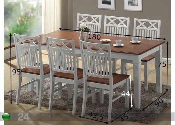 Söögitoakomplekt Seaside mõõdud