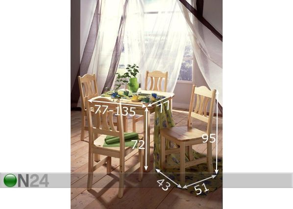 Söögitoakomplekt Siiri mõõdud