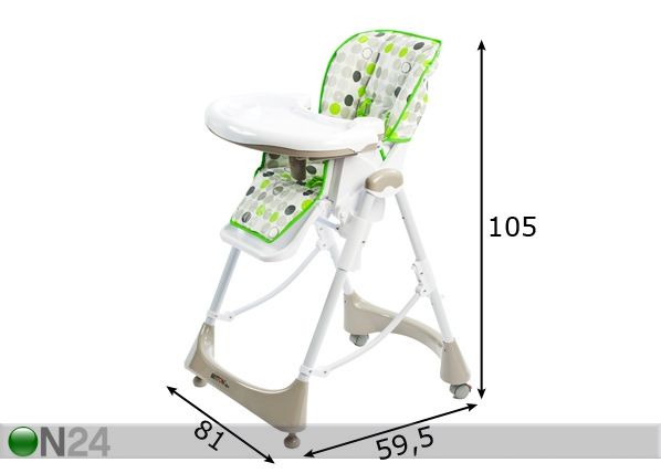 Söögitool Britton Hip+ Green mõõdud