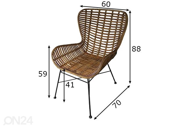 Söögitool Rattan mõõdud