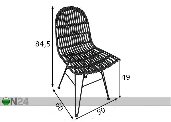 Söögitool Rattan mõõdud