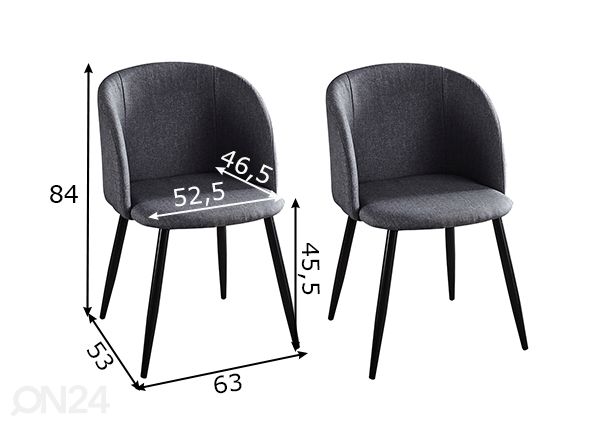 Söögitoolid, 2 tk mõõdud