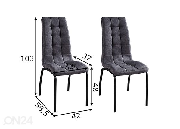 Söögitoolid, 2 tk mõõdud