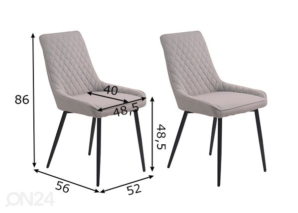 Söögitoolid, 2 tk mõõdud
