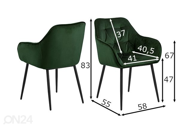 Söögitoolid Brandy, 2 tk mõõdud