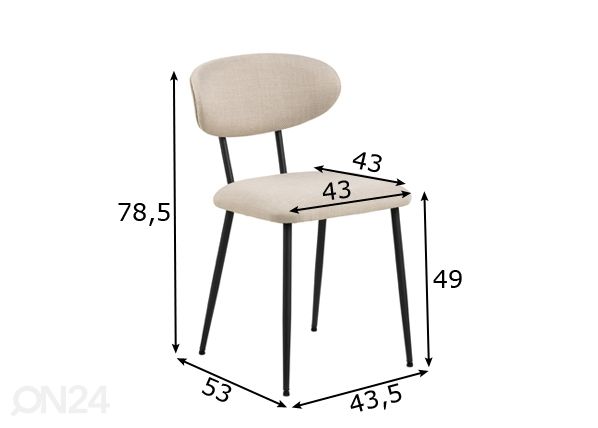 Söögitoolid Daisy, 2 tk mõõdud
