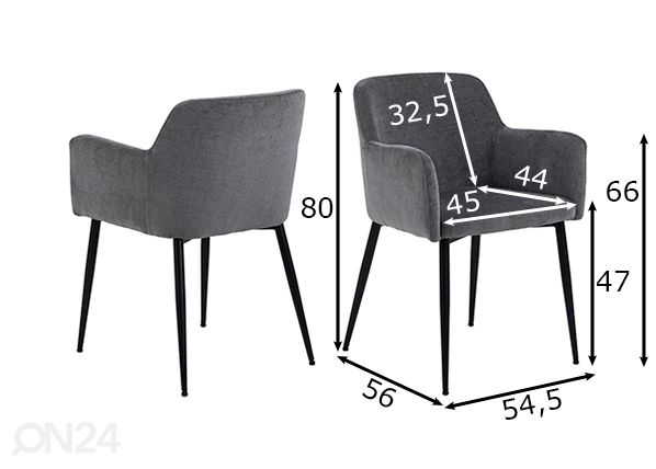 Söögitoolid Karl, 2 tk mõõdud