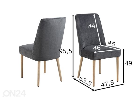 Söögitoolid Ly, 2 tk mõõdud