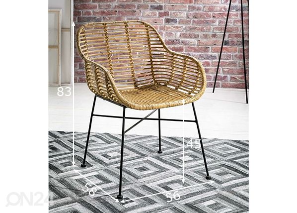 Söögitoolid Rattan, 2 tk mõõdud
