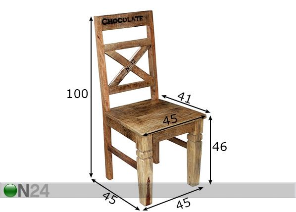 Söögitoolid Rustic, 2 tk mõõdud