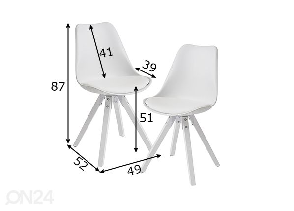 Söögitoolid Scandinavish, 2 tk mõõdud