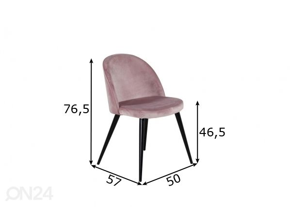 Söögitoolid Velvet, 2 tk mõõdud