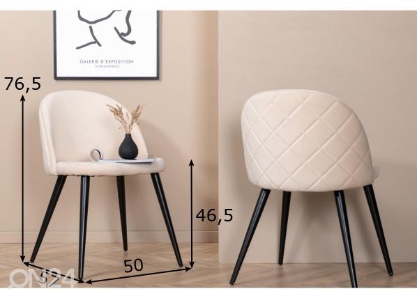 Söögitoolid Velvet, 2 tk mõõdud