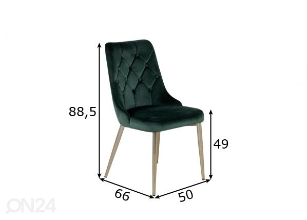 Söögitoolid Velvet Deluxe, 2 tk mõõdud
