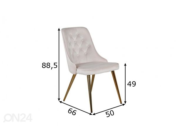 Söögitoolid Velvet Deluxe, 2 tk mõõdud