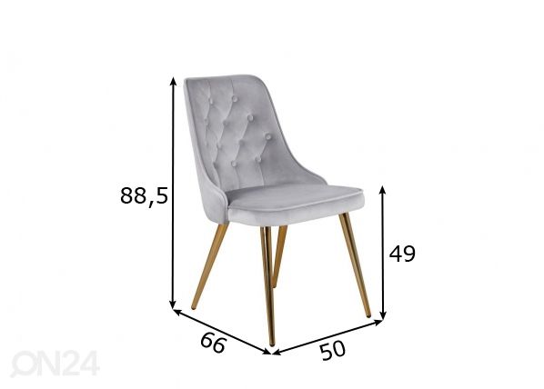 Söögitoolid Velvet Deluxe, 2 tk mõõdud
