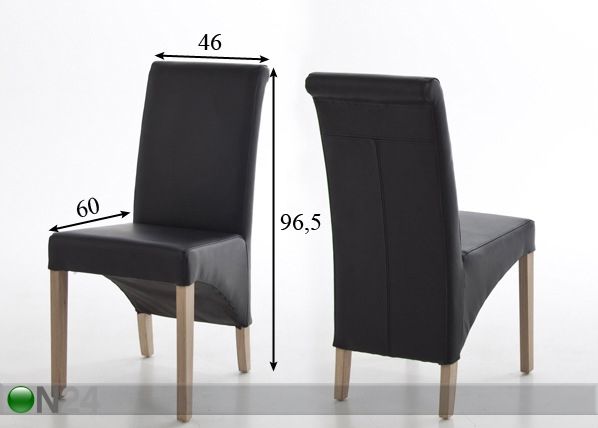 Söögitoolide komplekt Bella 2 tk mõõdud
