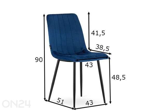 Söögitoolide komplekt Lava 4tk, sinine mõõdud
