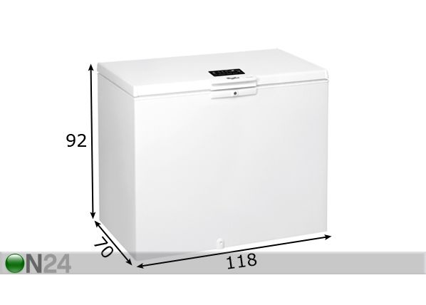 Sügavkülmkirst Whirlpool WHE3133 mõõdud