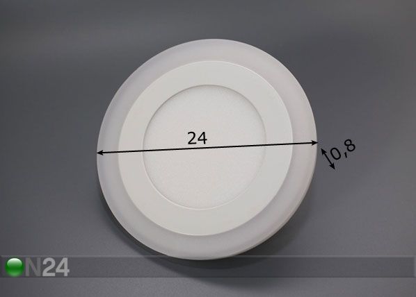 Süvistatav paneelvalgusti 18+6 W, Ø24,5 cm mõõdud