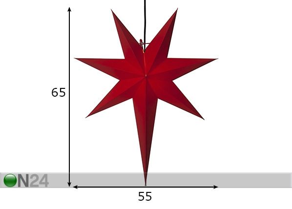 Täht Rozen 55cm, punane mõõdud
