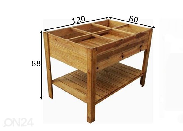 Taimekasvatuskast jalgadel 80x120 cm 6 sektorit mõõdud