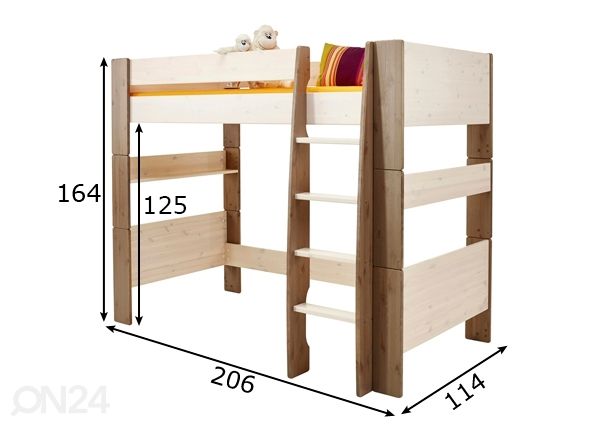 Täispuidust narivoodi For Kids 614 90x200 cm mõõdud
