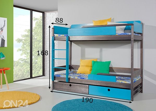 Täispuidust narivoodi komplekt 80x180 cm mõõdud