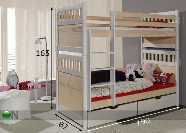 Täispuidust narivoodi komplekt 80x180 cm mõõdud