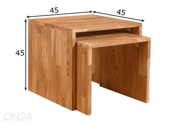 Tammepuidust diivanilaud Duo1 45x45x45 cm mõõdud