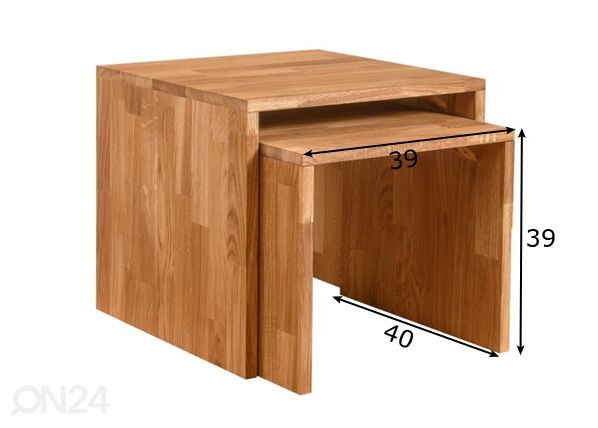 Tammepuidust diivanilaud Duo2 39x39x40 cm mõõdud