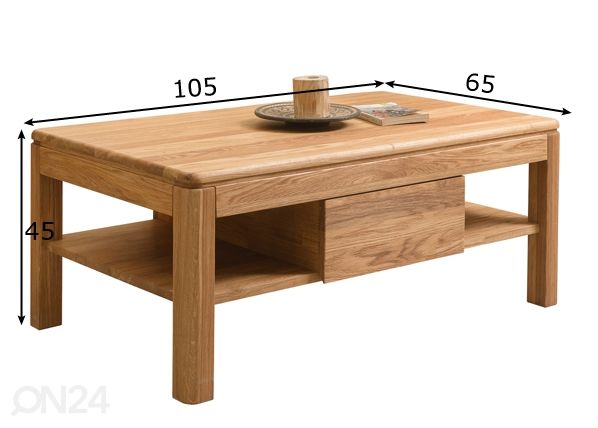 Tammepuidust diivanilaud Lausenne Lux 105x65 cm mõõdud