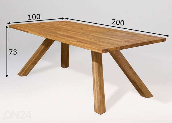 Tammepuidust söögilaud Dexter 3 200x100 cm mõõdud