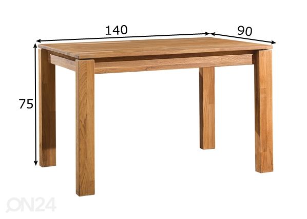 Tammepuidust söögilaud Provence 4 140x90 cm mõõdud