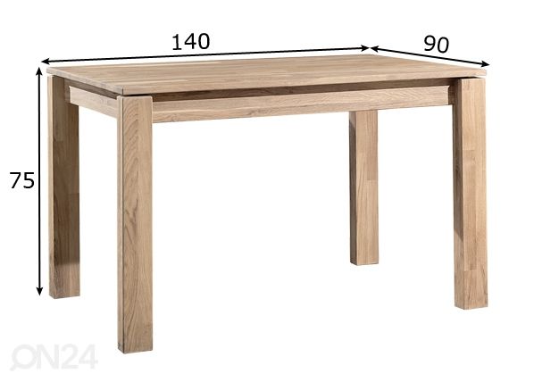 Tammepuidust söögilaud Provence 4 140x90 cm mõõdud