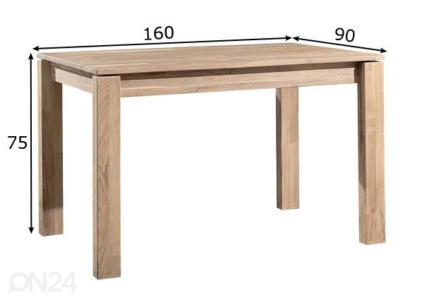 Tammepuidust söögilaud Provence 4 160x90 cm mõõdud
