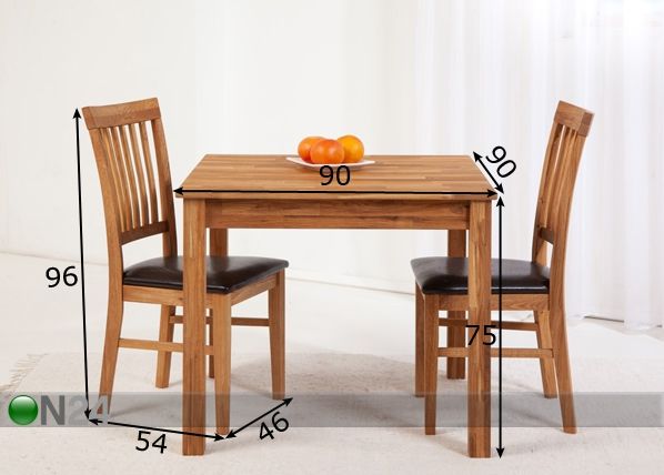 Tammepuidust söögitoakomplekt Lem 5 90x90 cm mõõdud
