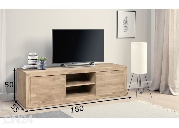Tammepuidust TV laud Merle 2, valge õli mõõdud