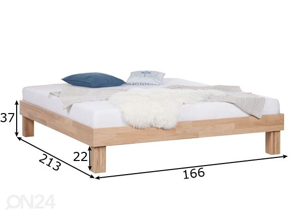 Tammepuidust voodi Judith 160х200 cm, valge õli mõõdud