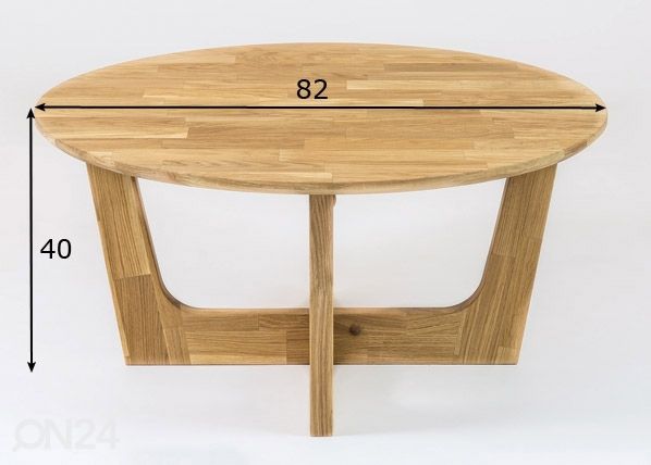 Tammepuust diivanilaud Ø 82 cm mõõdud