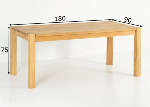 Tammepuust söögilaud 180x90 cm mõõdud