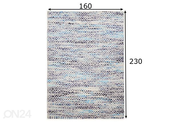 Tom Tailor vaip Smooth Comfort Diamond 160x230 cm, sinine mõõdud