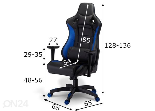 Töötool Gaming de Luxe, must/sinine mõõdud